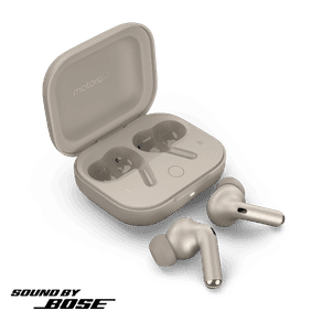 Fone de ouvido Sem Fio Bluetooth Motorola Moto Buds+ Sound by Bose Cancelamento de Ruído Ativo - Vanilla