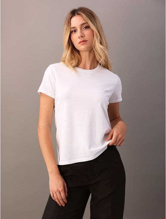 Camiseta Feminina Slim Estampa Mini Calvin Klein Jeans - Branco Camiseta Feminina Slim Estampa Mini Calvin Klein Jeans Branco g