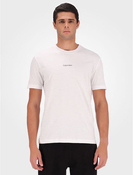 Camiseta Masculina Meia Malha Flamê Calvin Klein - Branco Camiseta Masculina Meia Malha Flamê Calvin Klein Branco Pp