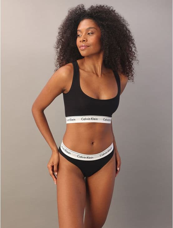 Calcinha Tanga Modern Cotton Underwear Calvin Klein - Preto Calcinha Tanga Modern Cotton Underwear Calvin Klein Preto m