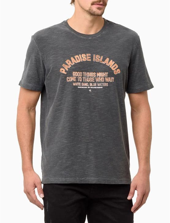 Camiseta Masculina Paradise Islands - Chumbo Camiseta Masculina Paradise Islands Chumbo m