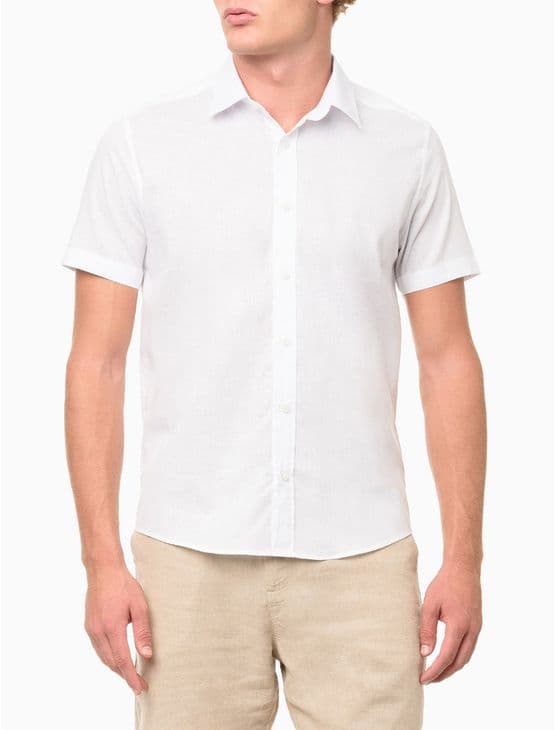Camisa Masculina Cotton Linen Bordado - Branco Camisa Masculina Cotton Linen Bordado Branco Gg