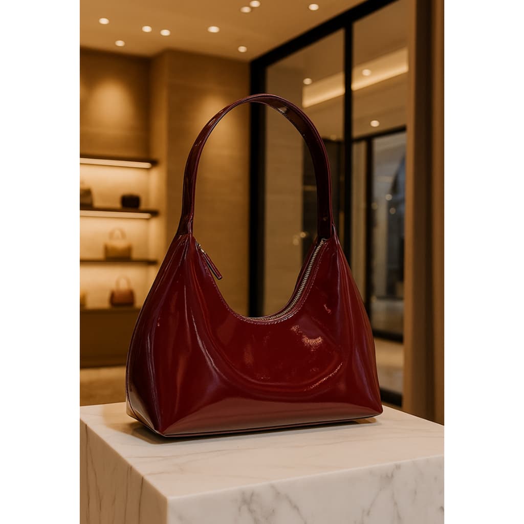 Bolsa Feminina Retro Verniz Elegante Tendencia Fechamento em Ziper