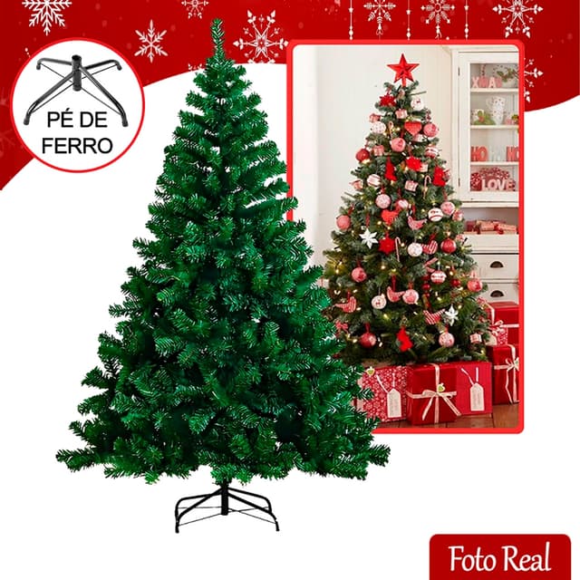 Árvore de Natal Pinheiro 2,10m 1150 Galhos Cheia Verde Luxo Tradicional