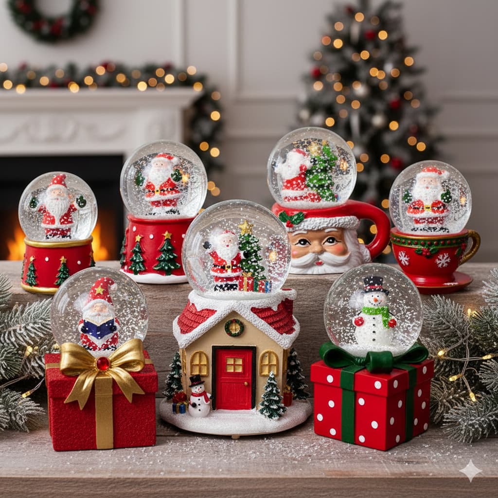 Globo de Neve de Natal Papai Noel - Decoração de Natal Festiva - Enfeite de Natal - Enfeite árvore de natal