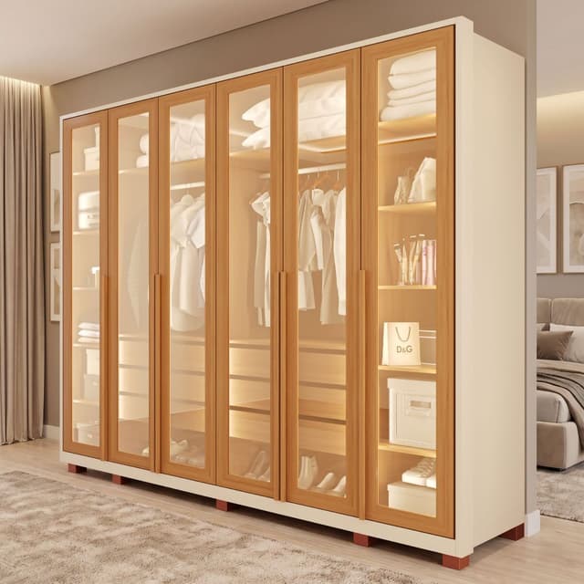 Guarda-Roupas Spectra 100% MDF 6 Portas 6 Gavetas c/ Kit de Espelhos e Pés