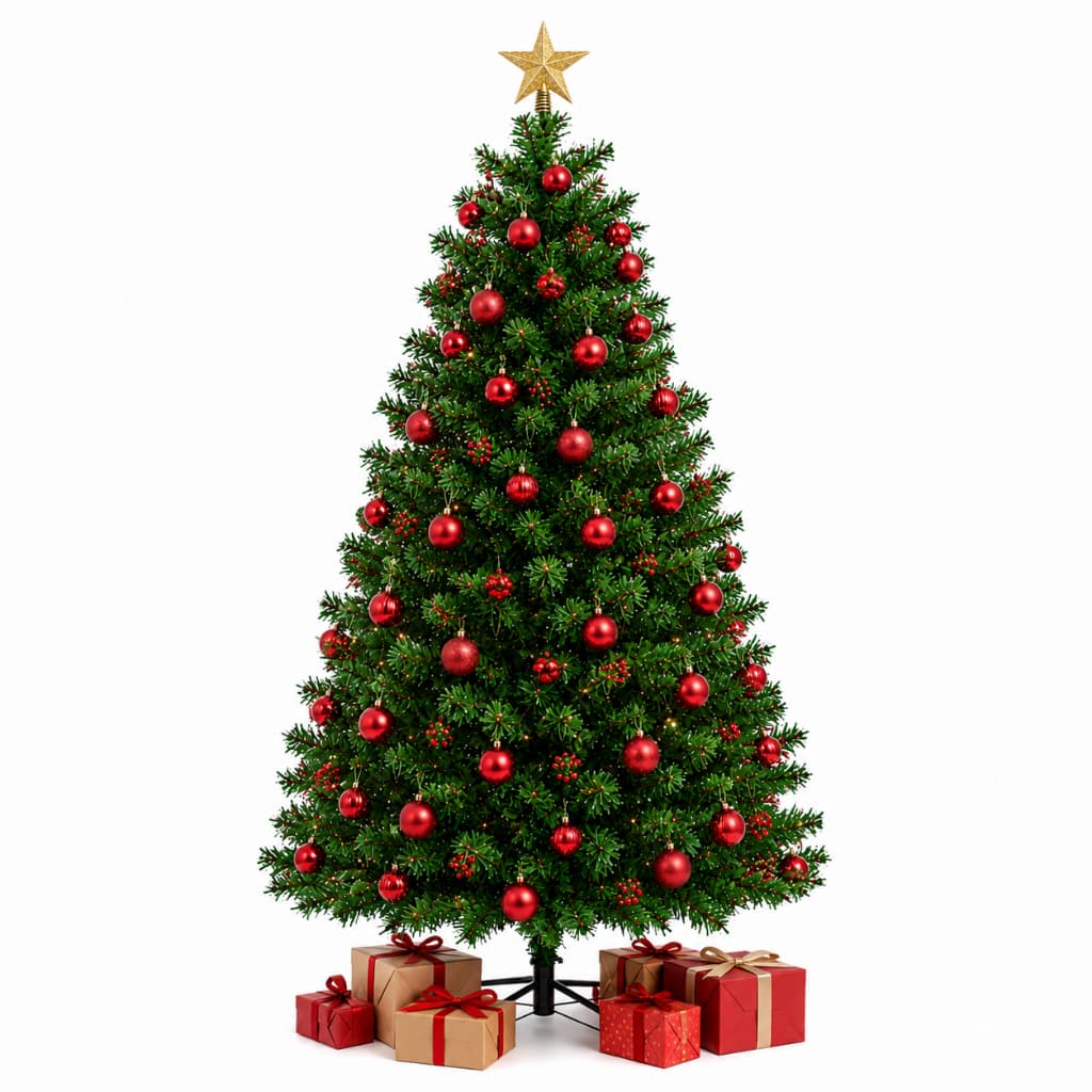 Árvore de Natal 1,50cm 400 Galhos Pinheiro Verde Resistente Desmontável Pé de Ferro e Plástico