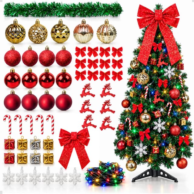 Kit Completo Árvore De Natal Decorada 120 Galhos+Enfeites+Brinde Natal 2026 Decoração tendência VD