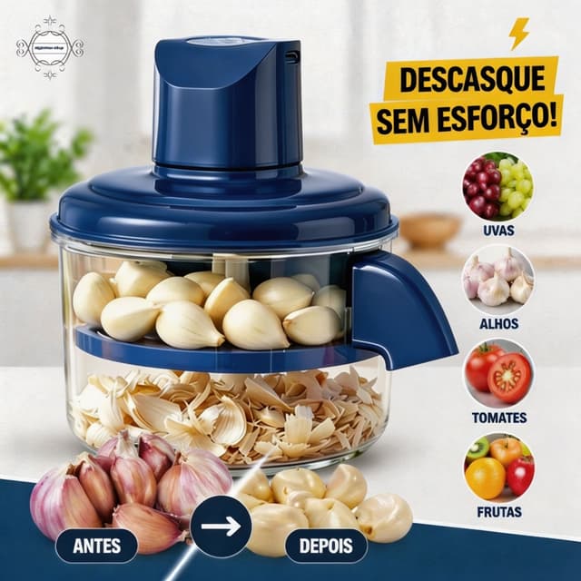Descascador Elétrico Multifuncional Recarregável para Frutas Legumes Uvas Alho e Tomate
