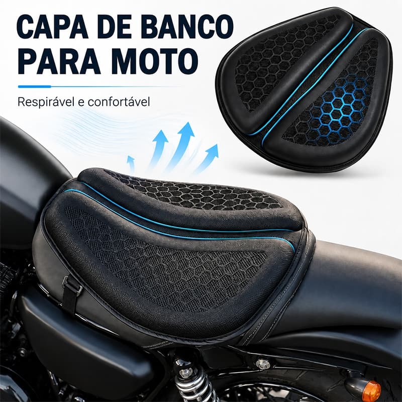 Almofada de gel universal para motocicleta, respirável com absorção de choque, garante conforto em pilotagens longas