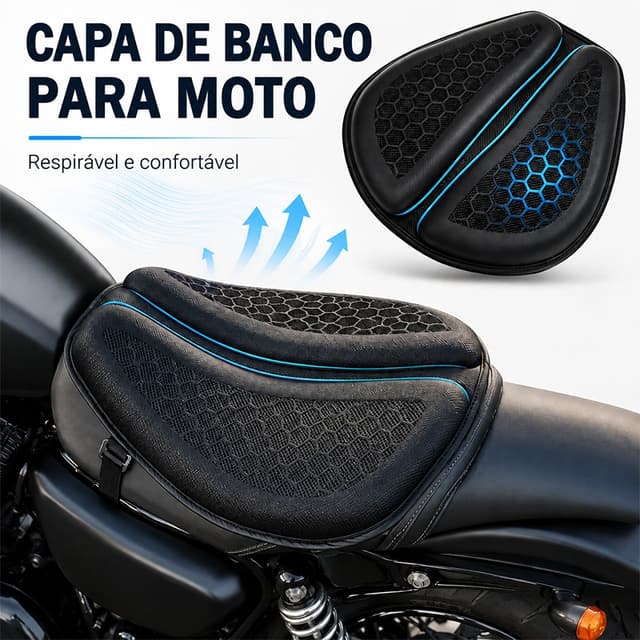 Almofada de gel universal para motocicleta, respirável com absorção de choque, garante conforto em pilotagens longas