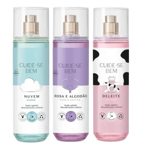 Kit Body Splash Deleite – Rosa, Algodão & Nuvem