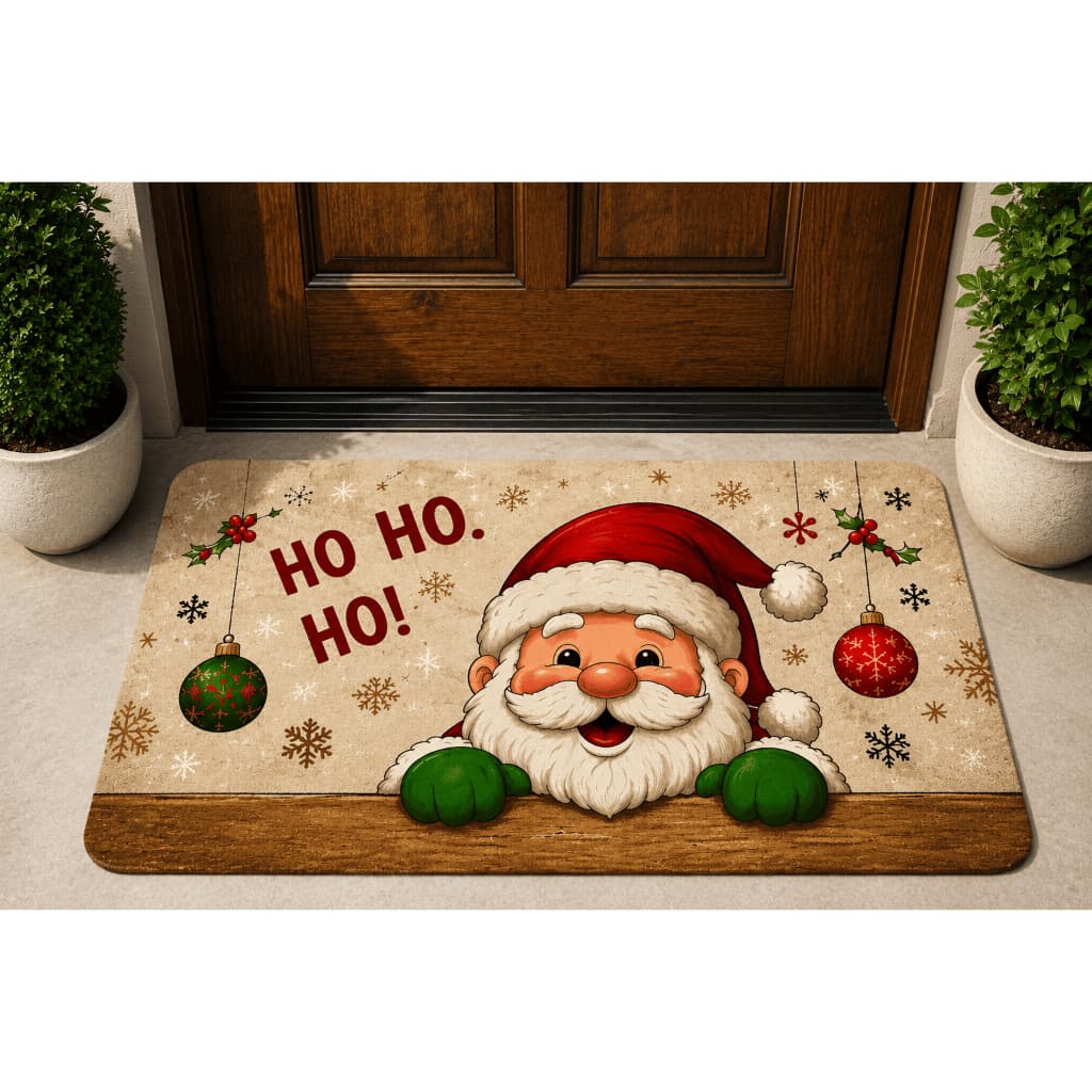 Tapete de Entrada Natal Engraçado Papai Noel Família Ama o Natal 40x60 Antiderrapante