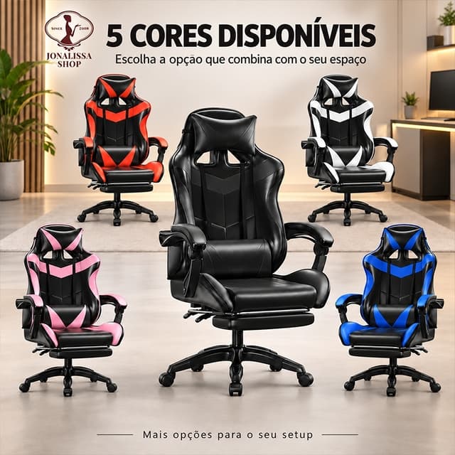 Cadeira Gamer Ergonômica - Escritório, Casa e Universitário com Reclinação e Altura Ajustável-F19