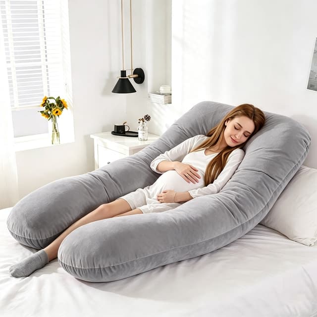 Travesseiro Corpo Inteiro Gestante LarBom 130x70cm Almofada em Formato U Conforto para Dormir e Amamentar