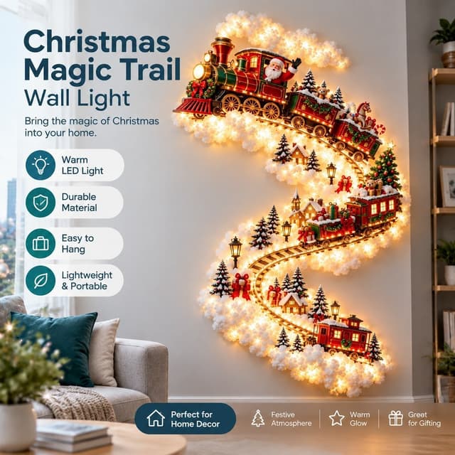 [BANY] Luz De Parede De Trilha Mágica De Natal , Decoração De Férias Em Cascata De LED , Brilho Branco Quente Que Econom