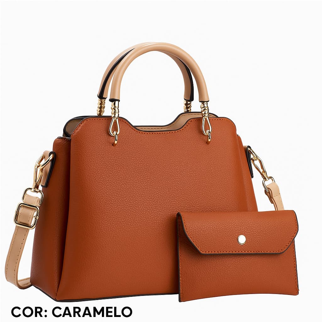 Bolsa feminina transversal ombro couro sintético elegante resistente + mini carteira MA9940