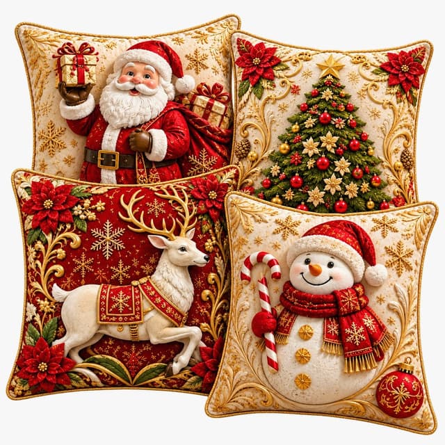 Capa de Almofadas 1 e 4 Decorativas 45x45 Estampas Natalinas estampa premium 2026 PAPAI NOEL SACO NAS COSTA F BR