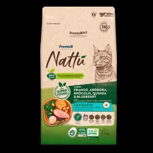 Ração Premier Nattu Gatos Adultos Castrados Abóbora