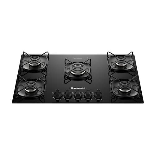Cooktop 5 Bocas a Gás Continental Mesa de Vidro Preto com Acendimento Automático (KC5GR) - Bivolt