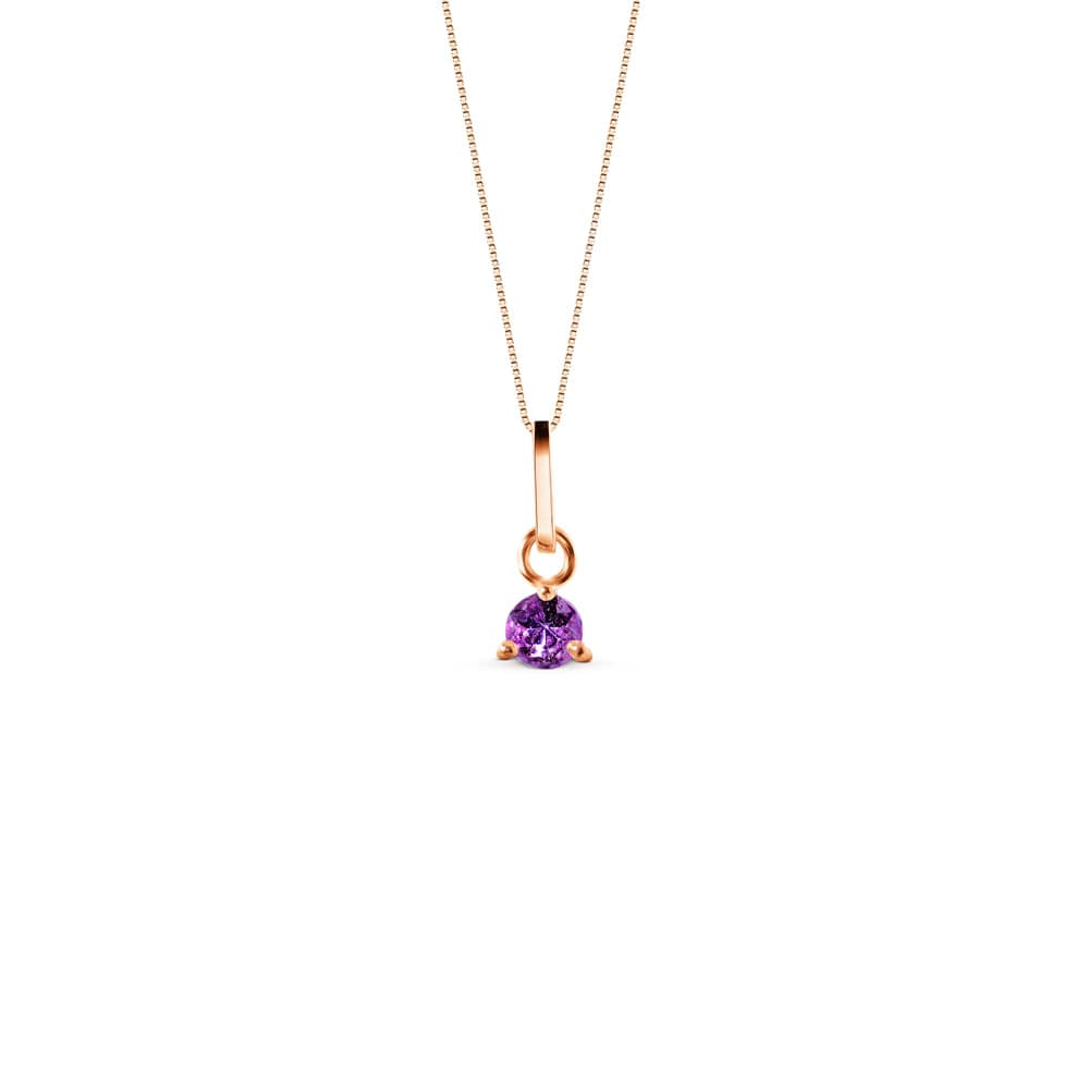 Pingente Colors em Ouro Rosé 18k com Ametista Roxa, 9mm
