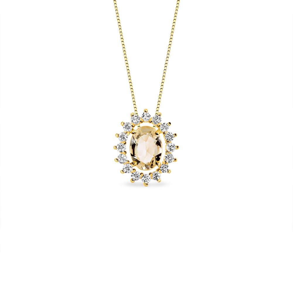 Pingente Kate em Ouro Amarelo 18k com Citrino e Safiras Incolores, 13mm
