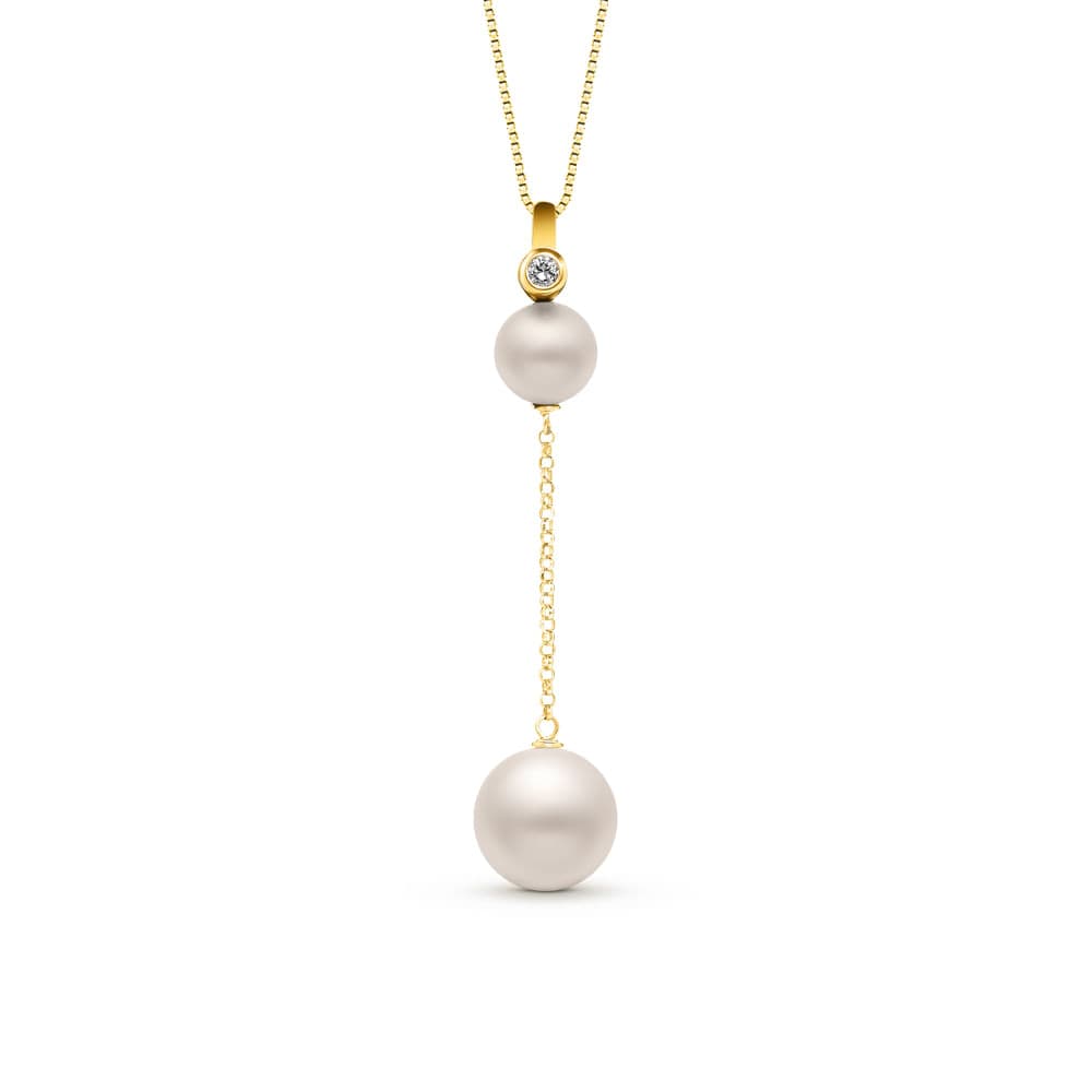 Pingente Una em Ouro Amarelo 18k com Pérolas e Diamante, 41mm