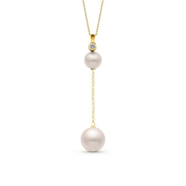 Pingente Una em Ouro Amarelo 18k com Pérolas e Diamante, 41mm