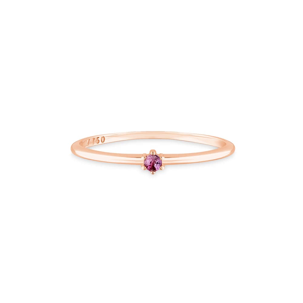 Anel Solitário Colors em Ouro Rosé 18k com Topázio Vermelho