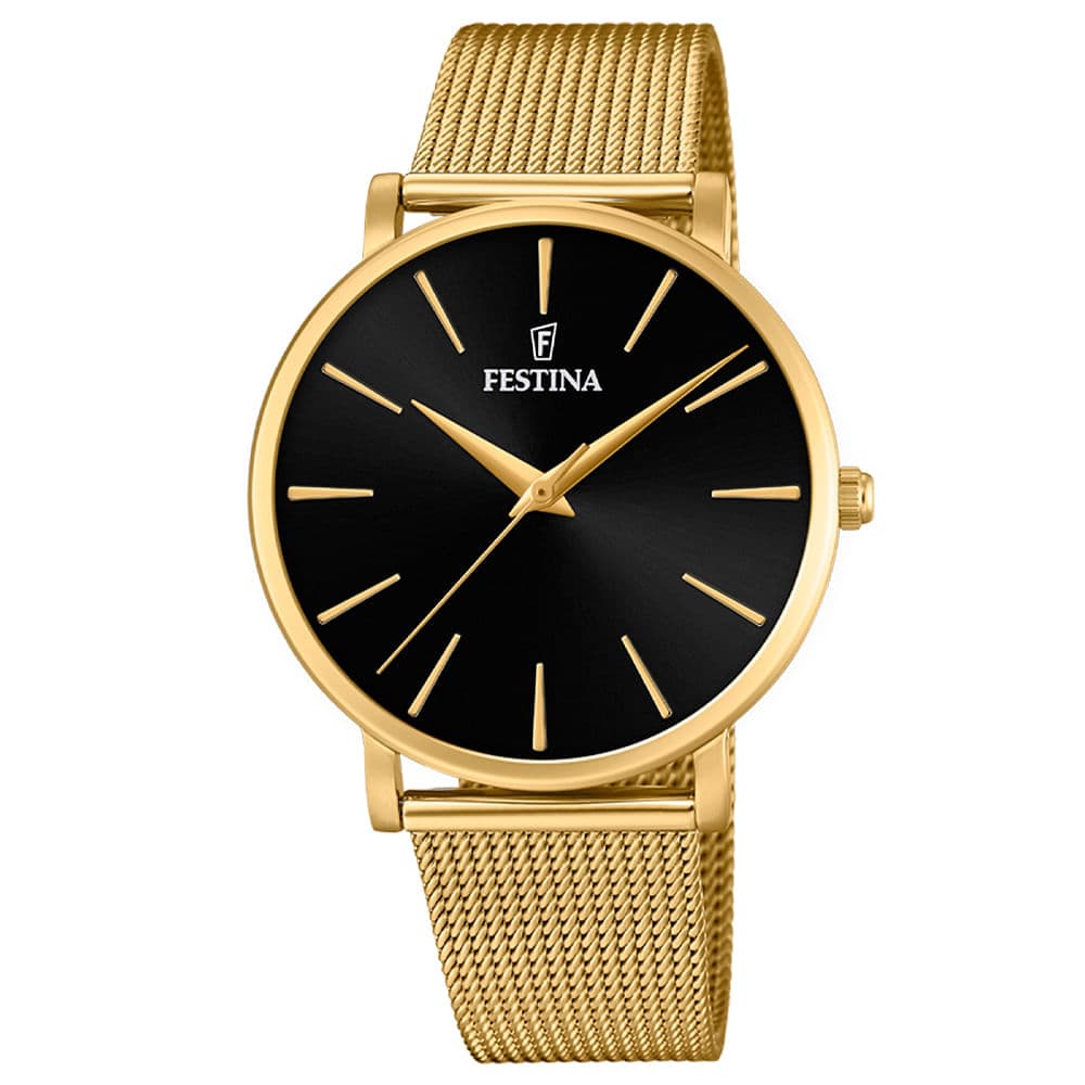 Relógio Festina 02-007 Boyfriend Feminino Aço Dourado