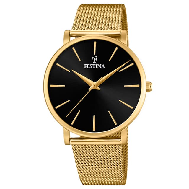 Relógio Festina 02-007 Boyfriend Feminino Aço Dourado