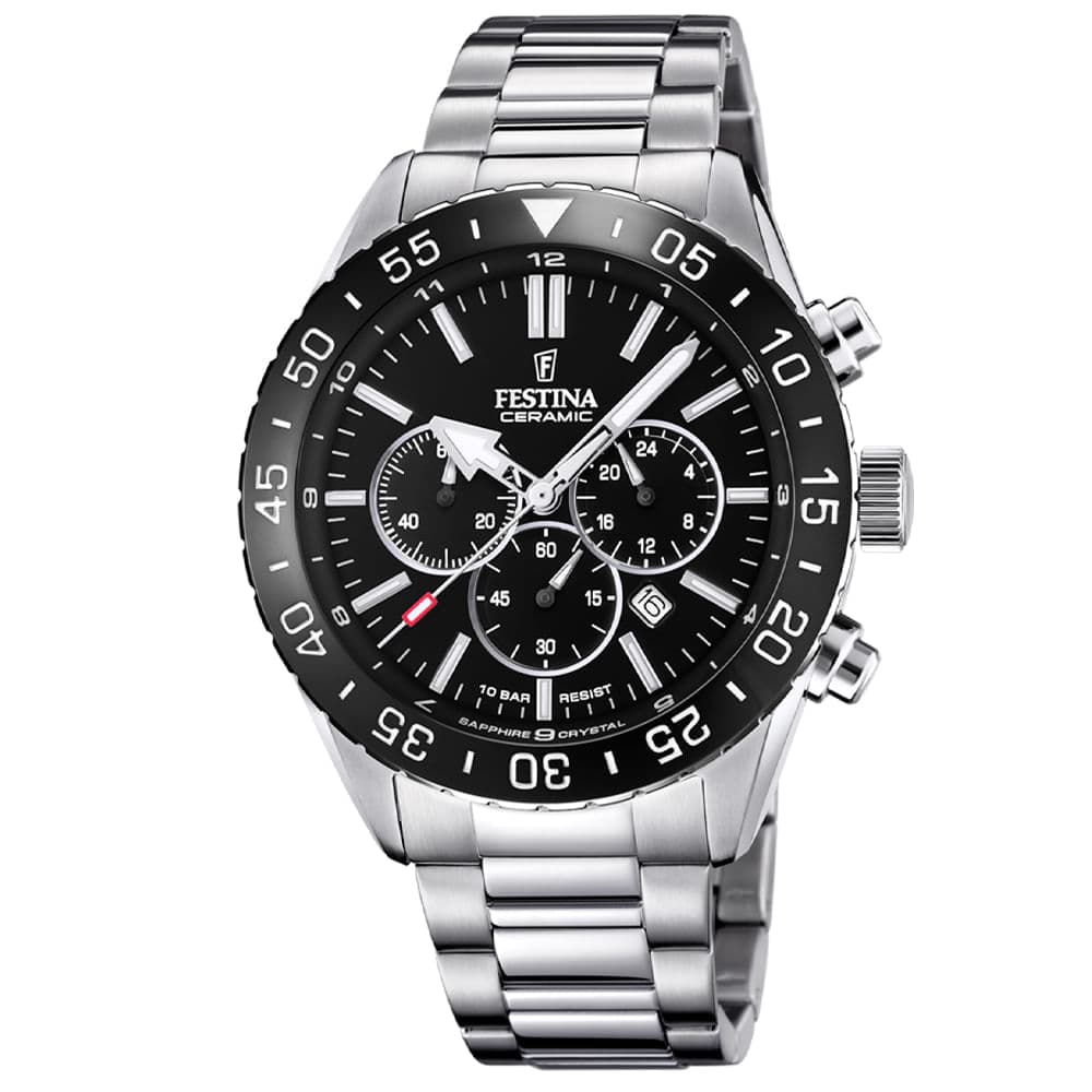 Relógio Festina 02-023 Ceramic Masculino Aço Prateado