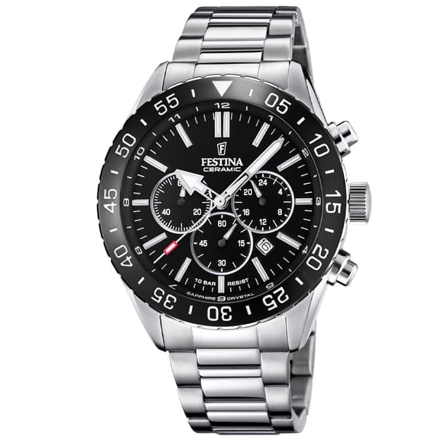 Relógio Festina 02-023 Ceramic Masculino Aço Prateado