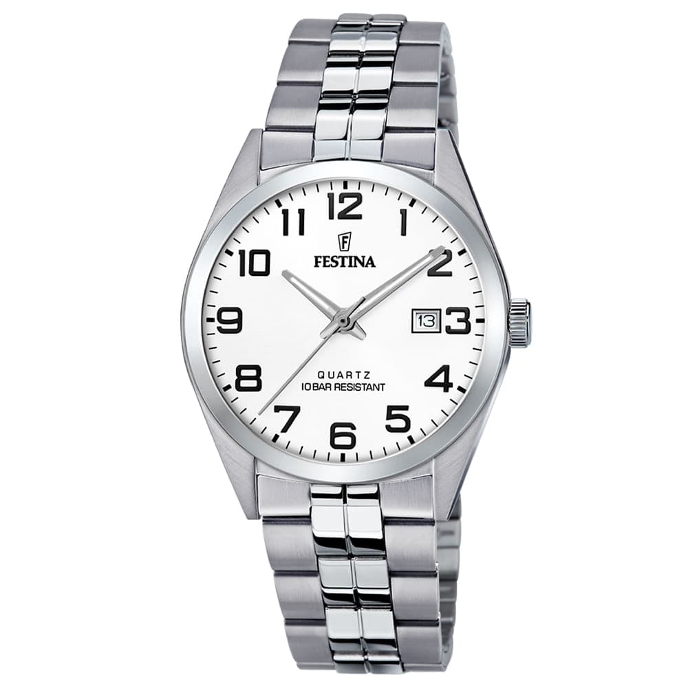 Relógio Festina 02-037 Acero Clasico Masculino Aço Prateado
