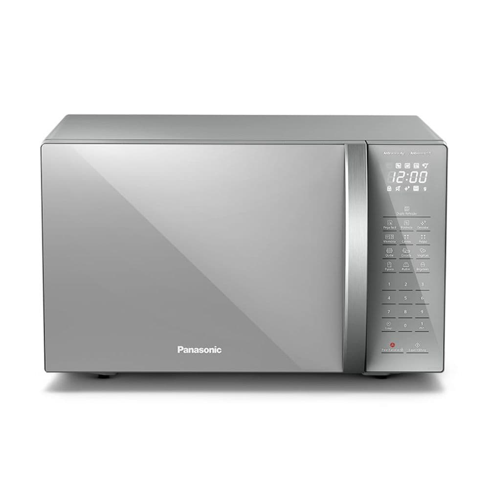 Micro-ondas Ideal+ Panasonic ST67 Dupla Refeição e Tecnologia Antibactéria 34L Espelhado - NN-ST67LSRU