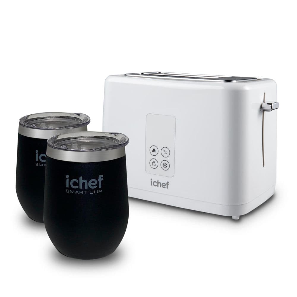 Torradeira Elétrica Ichef Breakfast mais Copos Térmico Com Tampa iChef Smart Cup 350 ml Preto | 220V