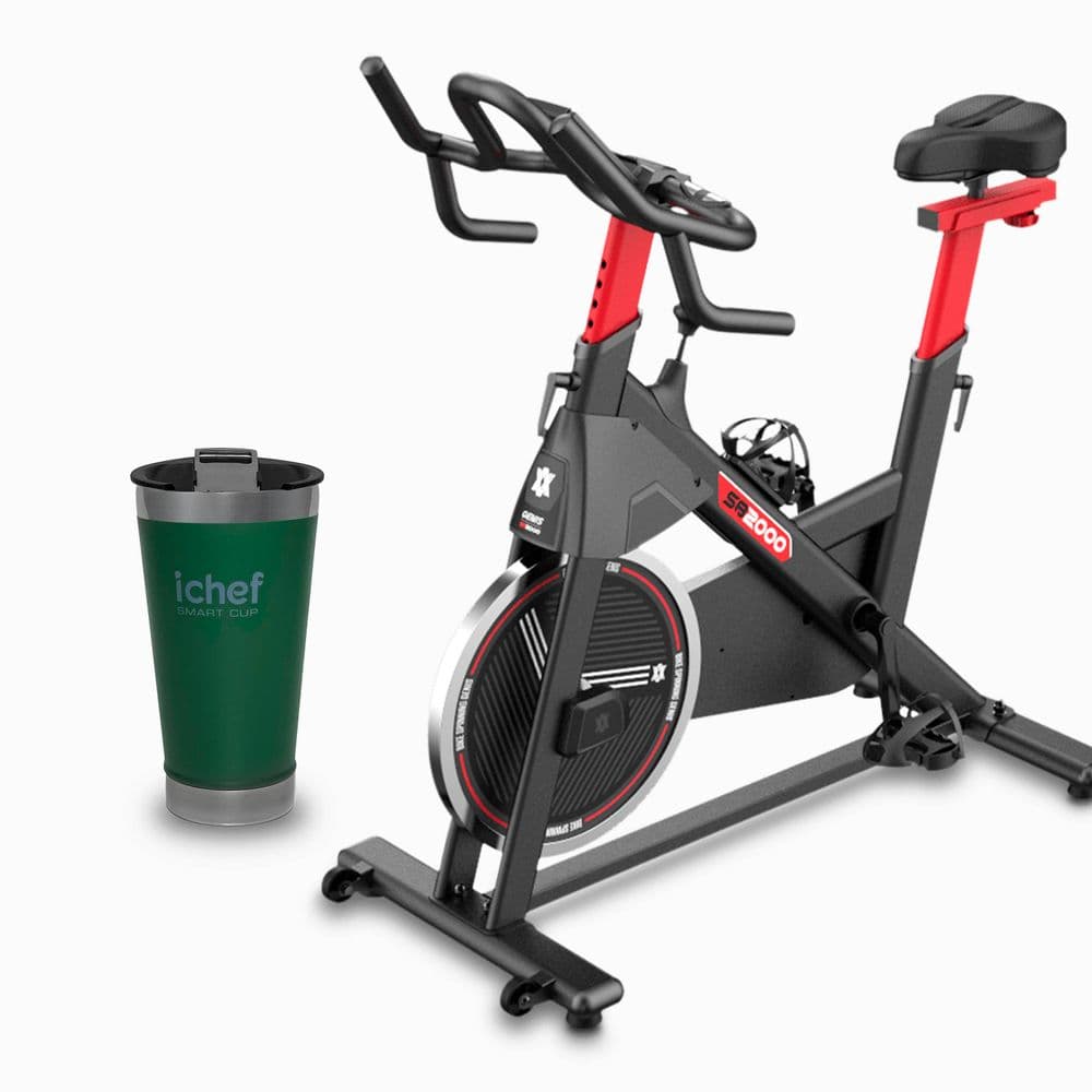 Bicicleta Ergométrica Spinning SB 2000 Genis e Copo Térmico Ichef Com Tampa Smart Cup 600 ml - Verde | Genis