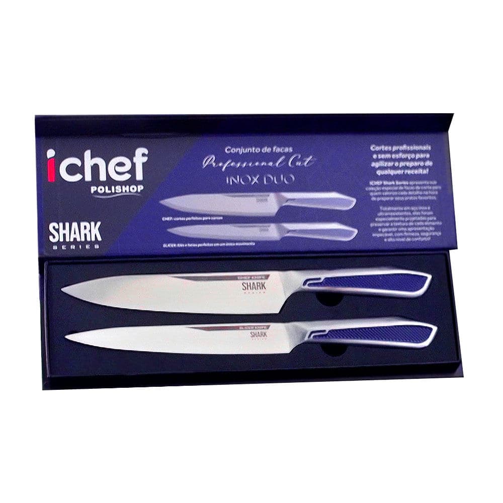 Conjunto de Facas Ichef Polishop Professional Cut Inox Duo | Ichef