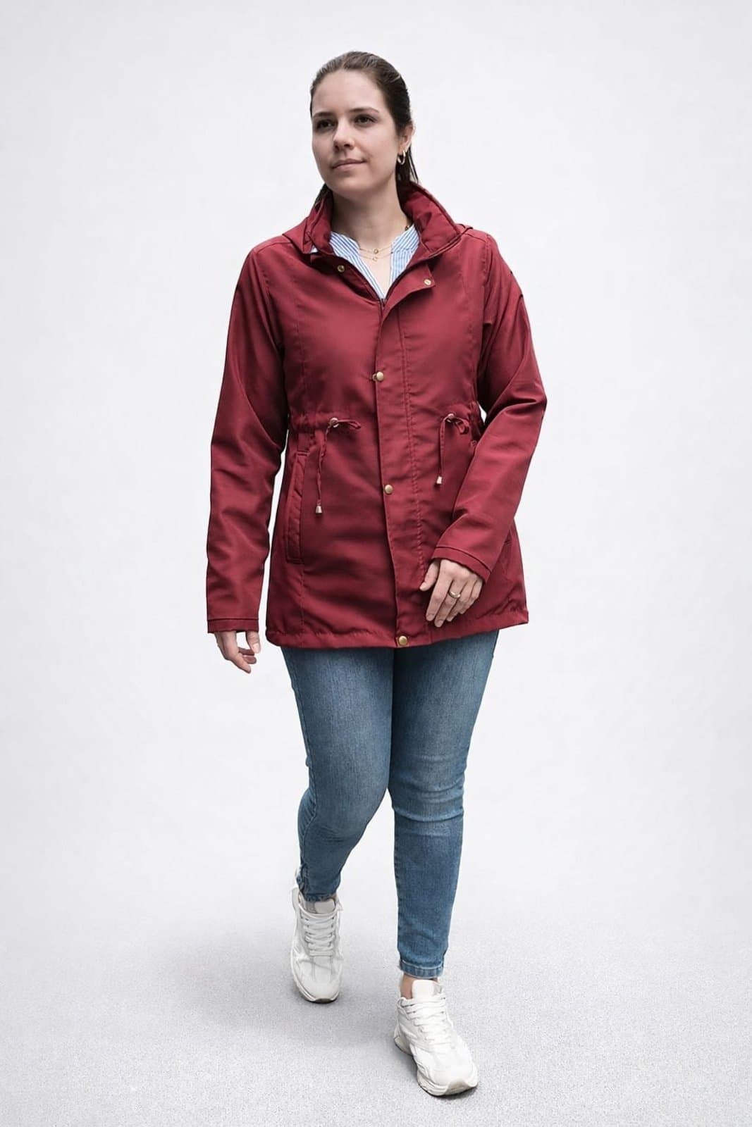 Parka Jaqueta Comprida longa Inverno Impermeável Plus Size Bordô