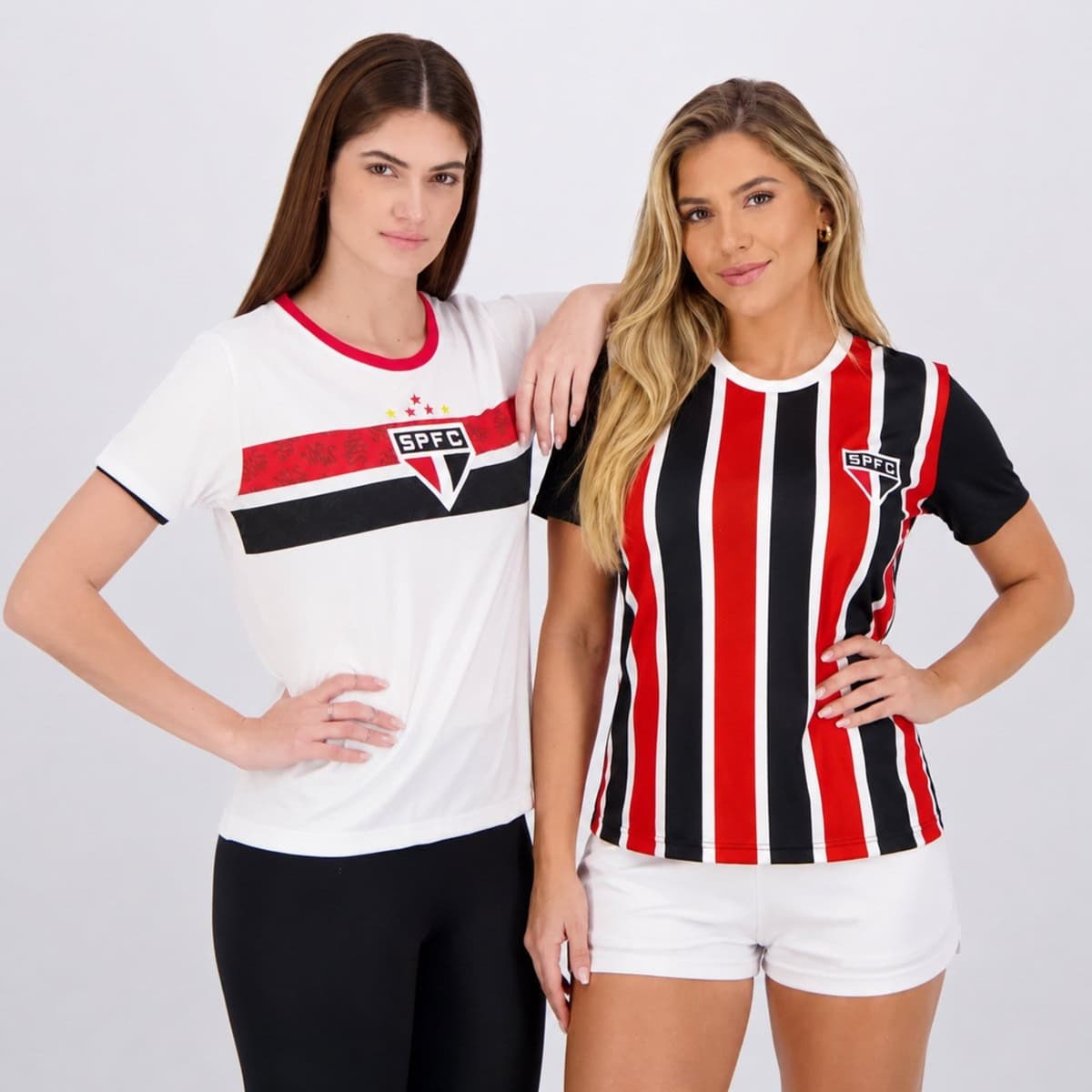 Kit 2 Camisas São Paulo Change e Stencil Feminina Branca