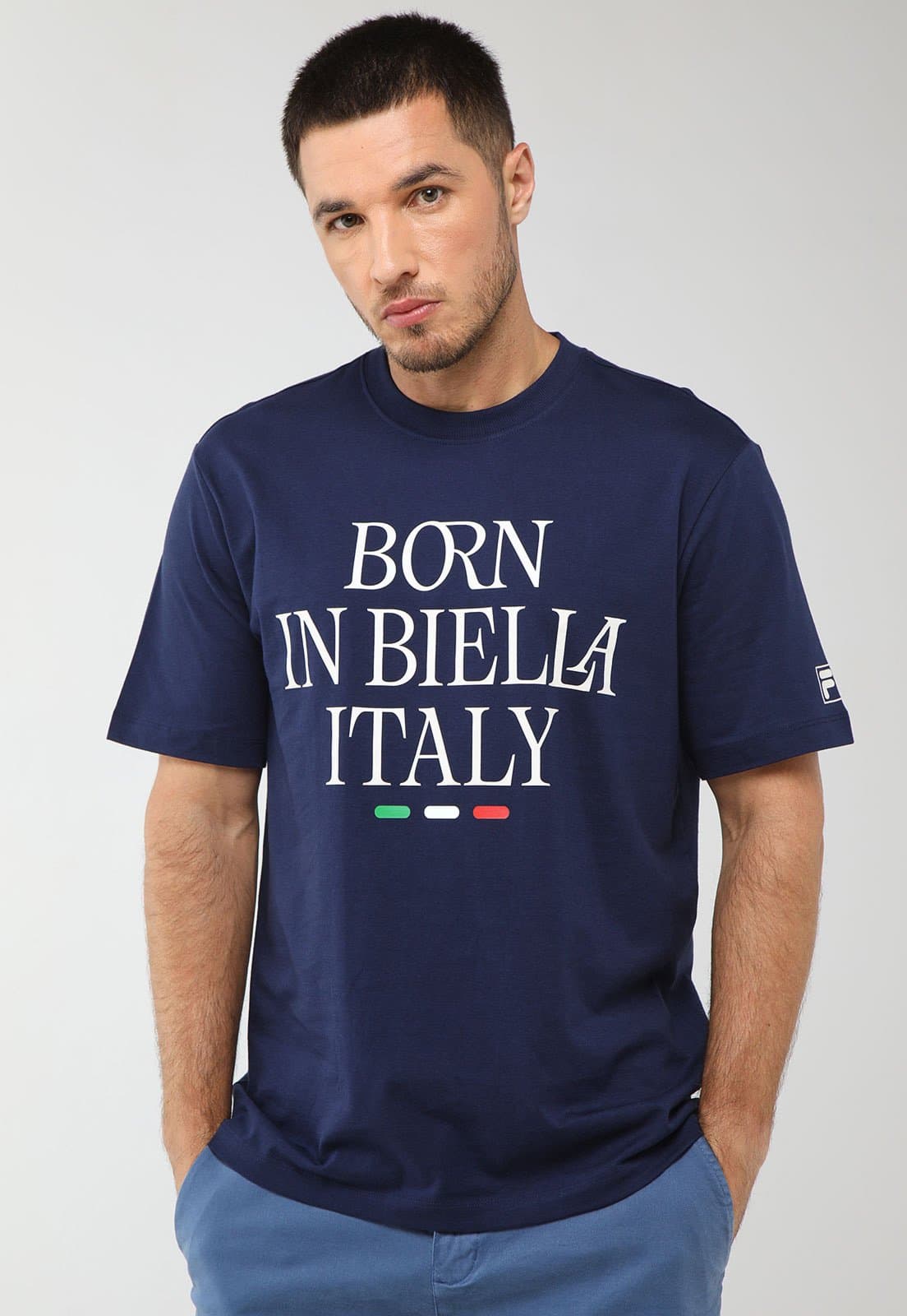Camiseta Masculina Fila Comfort Born In Biella Azul Marinho