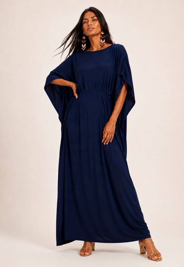 Vestido Amazonia Vital Kaftan Viscose Longo Azul