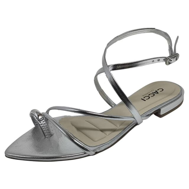 Sandalia Rasteira Metalizada Moderna Elegante Conforto Cacci