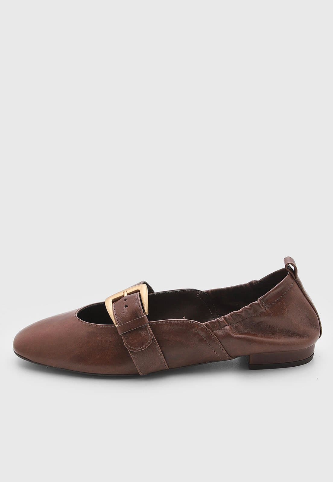 Sapatilha Feminina Arezzo Couro Fivela Marrom