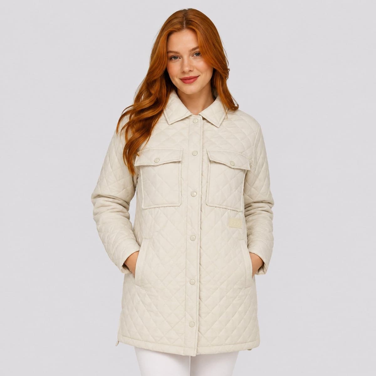 Jaqueta Fila Quilting Feminina Off White