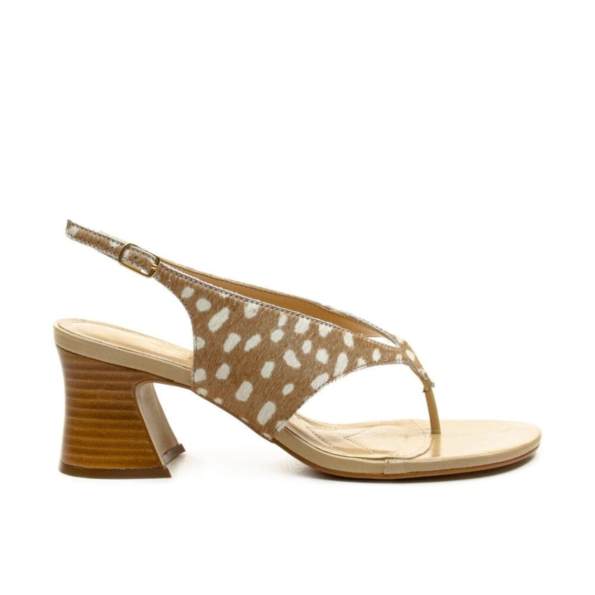 Sandália Couro Animal Print Salto Médio Cecconello 3078001-1