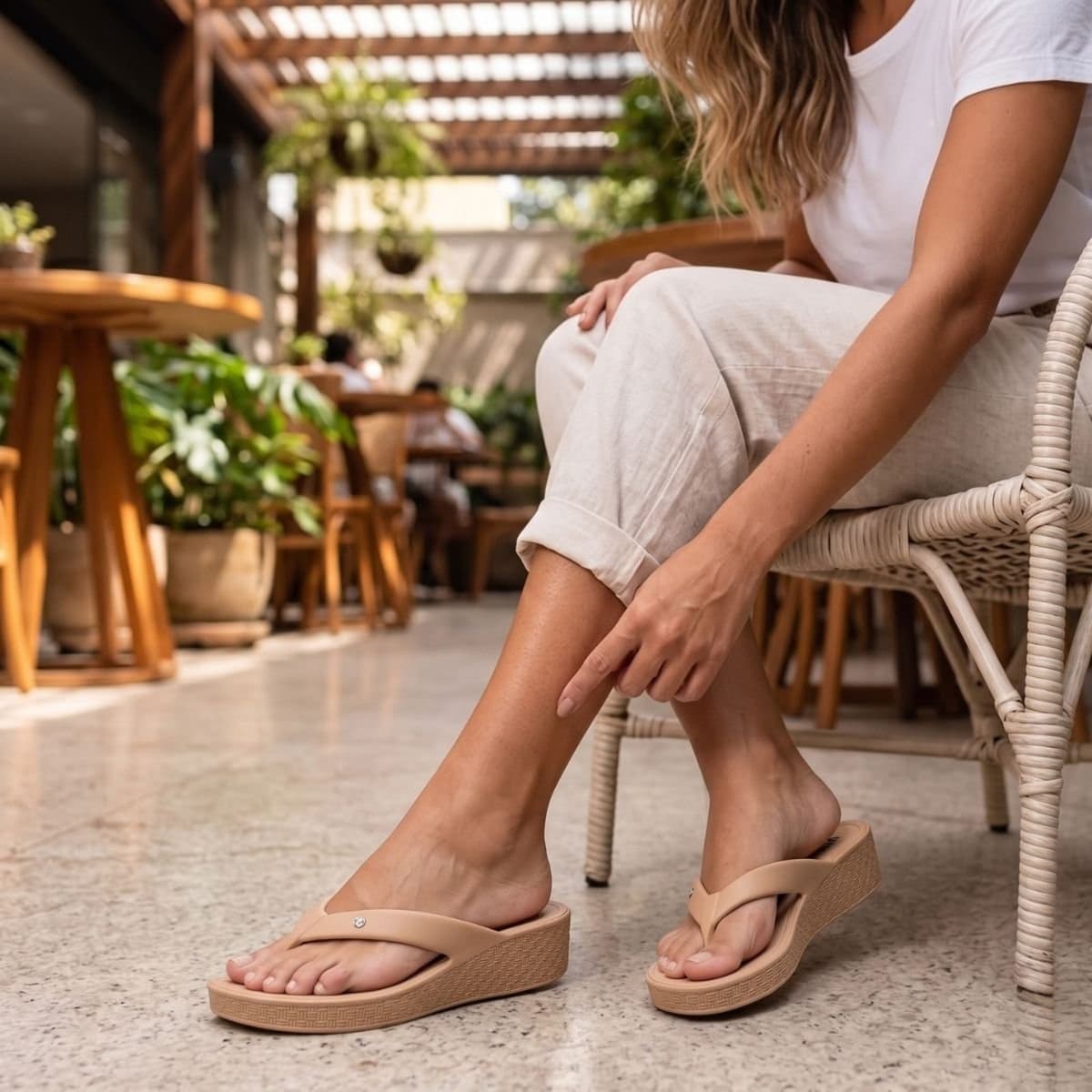Tamanco Feminino Plataforma Casual de Dedo, Sandália Chinelo Verão Feminino Mulher Elegante Material E.V.A Leve