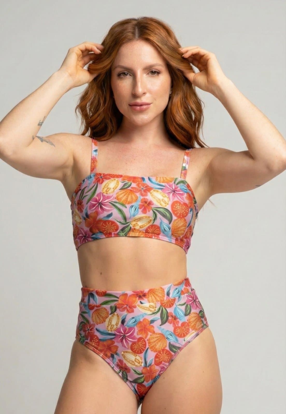 Biquíni Top Faixa Bella fiore Modas Hot Pants Estampado Cintura Alta Estampado