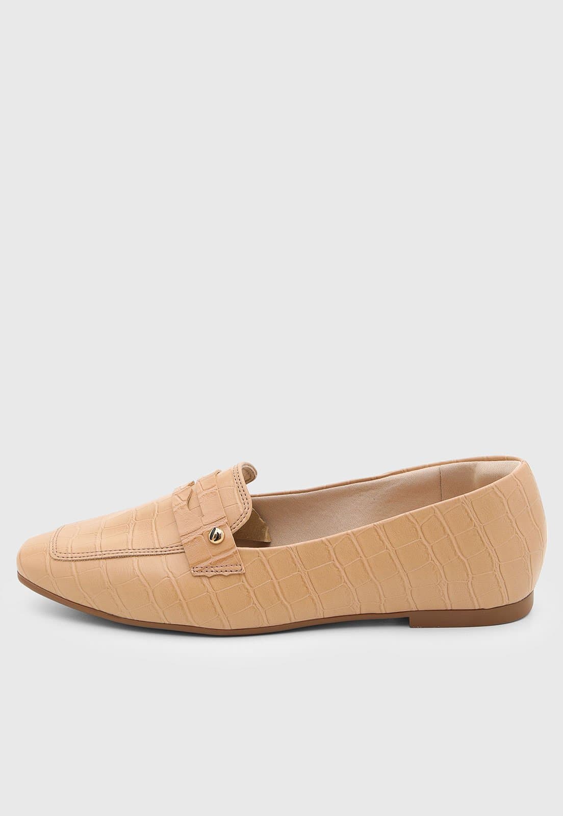 Mocassim Feminino cê Detalhe Croco Nude