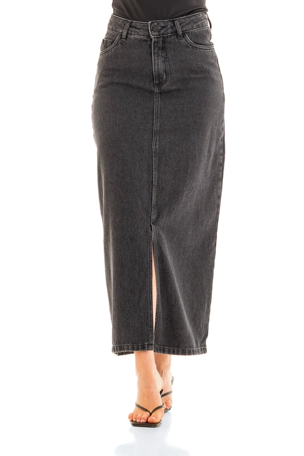 Saia Jeans Feminina Arauto Super Maxi Black